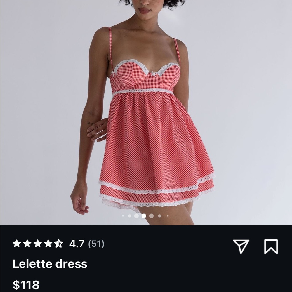 Kitteny Lelette Dress Red Gingham - S